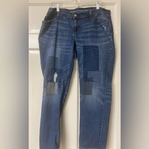 Old Navy Women's Dark Blue Patchwork Boyfriend Jeans